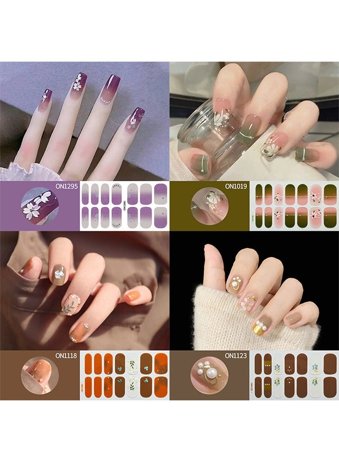 NIBEMINENT 56 Pieces False Nails Set,Diy Manicure Nail Salon Varnish Nail Art，Nail Patches，Full Coverage Nail Stickers，Fake Nails  - Image 1