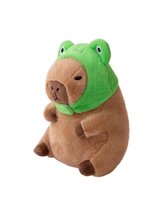 Ditucu Cute Capybara Plush Pillow with Wearable Frog Hat Stuffed Animal Capibara Plushies Toys Gifts for Kids Brown 11 inch - Image 1