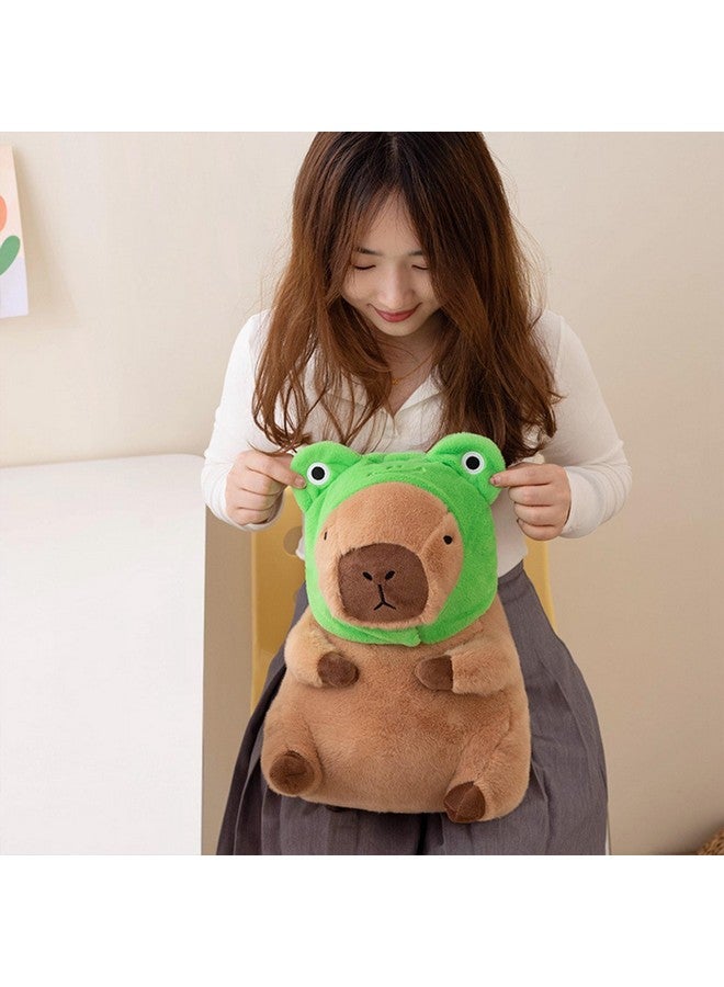 Ditucu Cute Capybara Plush Pillow with Wearable Frog Hat Stuffed Animal Capibara Plushies Toys Gifts for Kids Brown 11 inch - Image 4