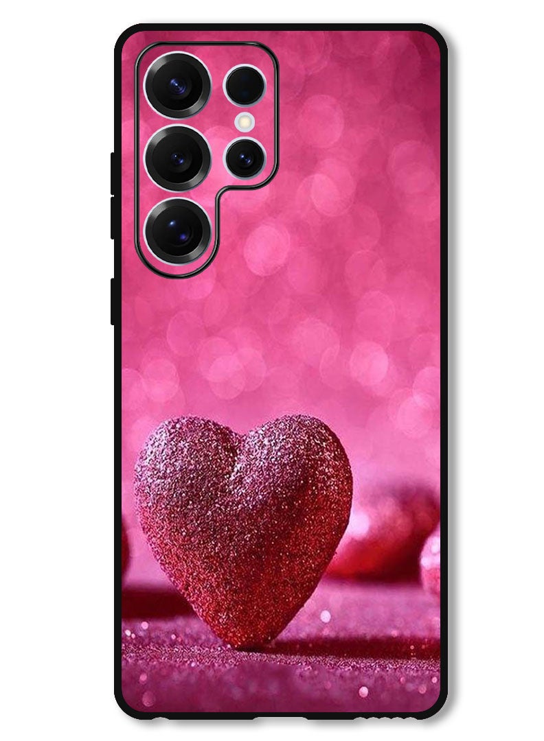 Theodor Protective Case Anti Scratch Shock Proof Bumper Cover For Samsung Galaxy S25 Ultra Dark Pink Gliter Heart - Image 1