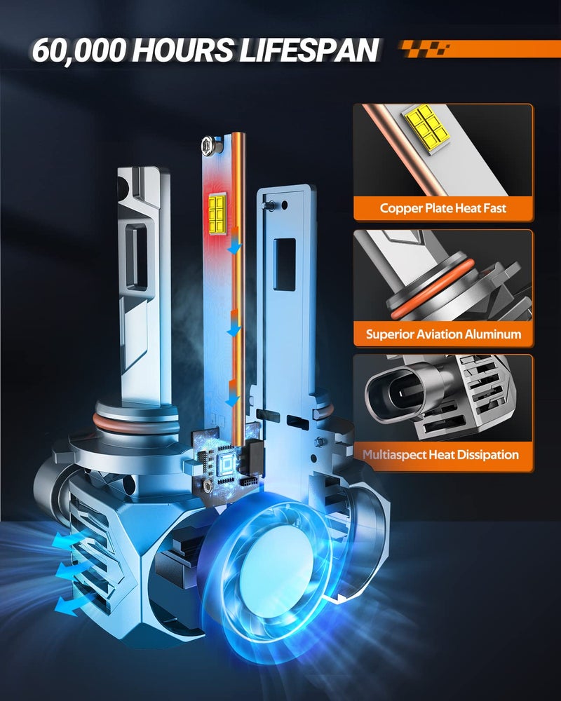 SEALIGHT ðŸ—ðŸŽðŸŽðŸ“ ð‡ðžðšðð¥ð¢ð ð¡ð­ ðð®ð¥ð›ð¬ Brightest Bulbs 60000Hrs Lifespan for ATVs & Powersports Wireless with Cooling Fan, Diamond White 60000LM Output, 1:1 Size Plug-N-Play, Pack of 2 - Image 4