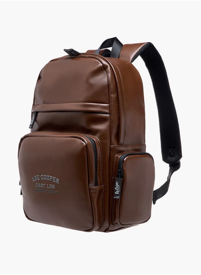 لي كوبر Men's Logo Detail Backpack with Adjustable Straps and Zip Closure - 32x45 cm