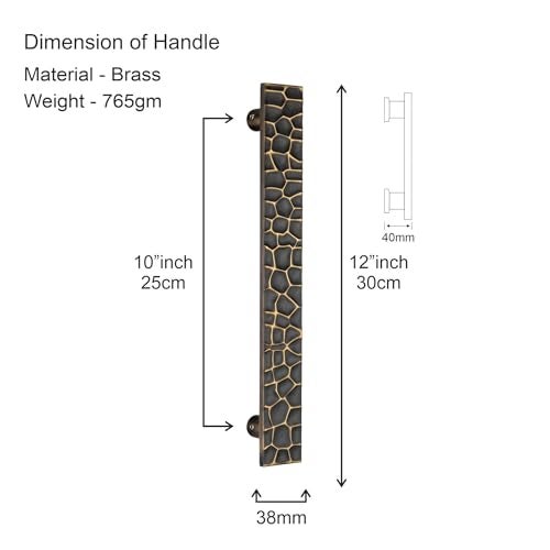 COMPASS 12" Brass Main Door Handle | Door Handles for Main Door | Pull Handles for All The Doors of House | Office | Hotels | PH-GYT (Pack of 1, Antique Finish) - Image 3