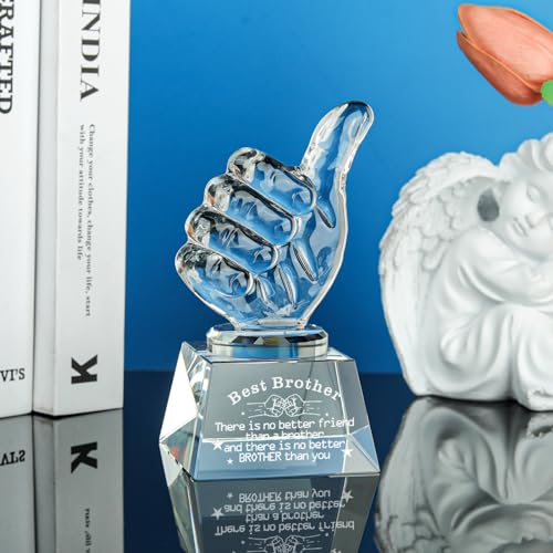 LONGWIN Gifts for Brother Adult Crystal Awards with Thumbs Up, Birthday from Sister Brother, Unique Presents - Image 3