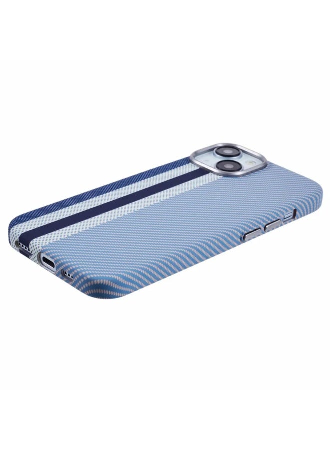 erorex Phone Case Compatible with iPhone 15 – Blue & Navy Dual Stripe Textured Protective Cover - Image 3