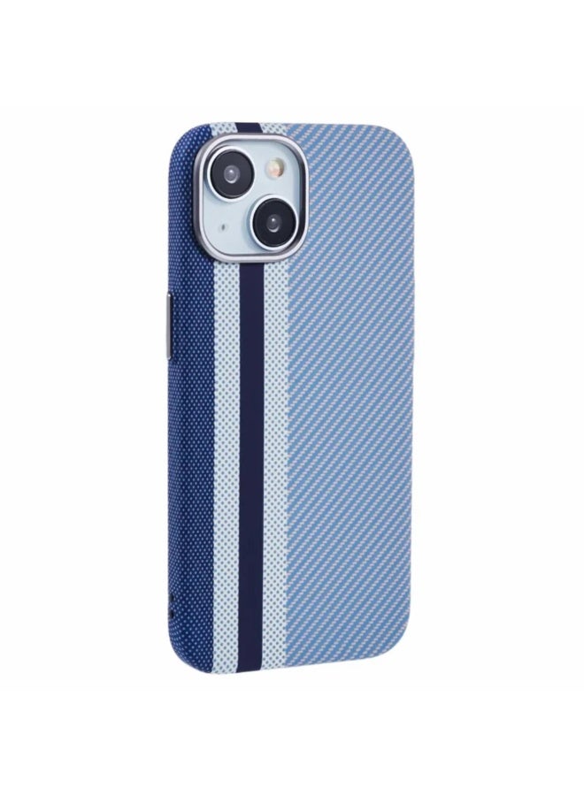 erorex Phone Case Compatible with iPhone 15 – Blue & Navy Dual Stripe Textured Protective Cover - Image 2