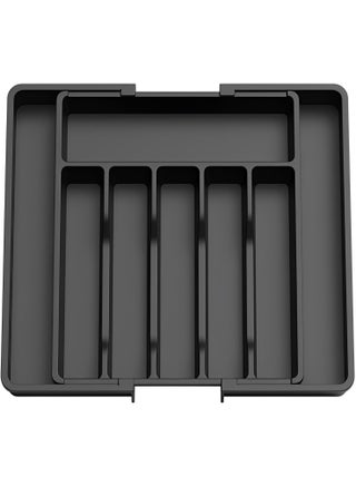 Expandable Utensil Organizer – Adjustable Kitchen Drawer Cutlery Tray (Black)