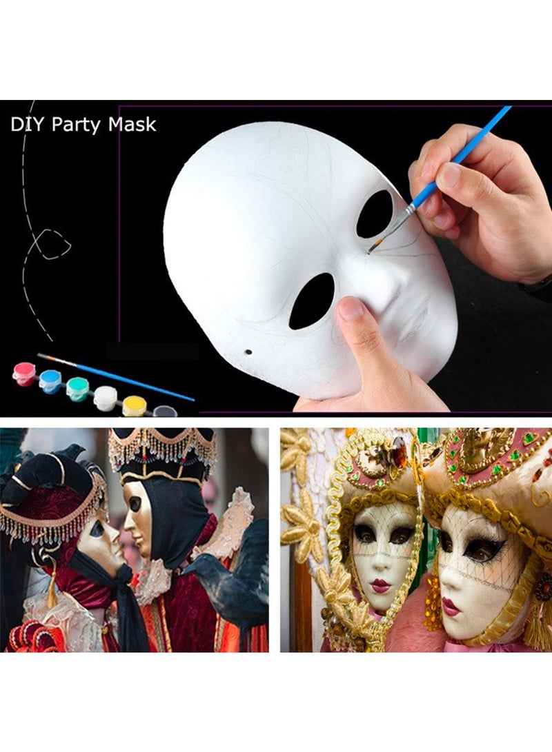 14 قطعة من أقنعة الورق المعجن الفارغة، قناع تنكري أبيض DIY، قناع فني DIY كامل الوجه، قناع تنكري من الورق الأبيض لحفلات الكرنفال/التنكر/الحفلات/الحفلات التنكرية/العروض المسرحية - Image 5