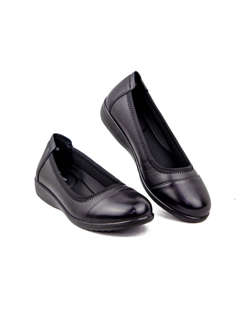 Gladiator GL 5010-1 Women’s Genuine Leather Comfort Flats – Black | Office & Formal Wear Shoes - Image 1