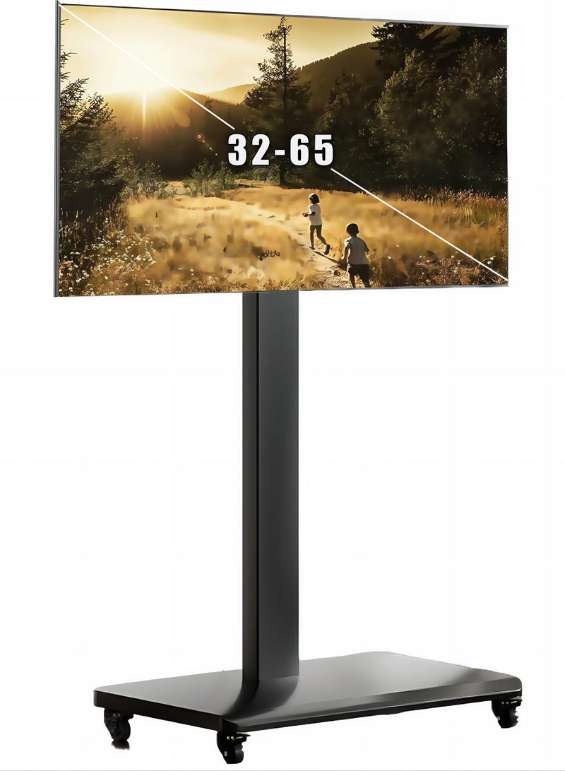 فلاشهوك حامل تلفزيون متنقل لتلفزيون منحني مسطح مقاس 32-65 بوصة مع عمودي إلى أفقي، حامل تلفزيون محمول قابل لضبط الارتفاع مع عجلات للمنزل/المكتب/الخارج/المركز التجاري - Image 1