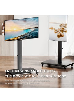 FlashHawk Mobile TV Stand for 32-65 Inch Flat Curved TV with Portrait to Landscape, Height Adjustable Portable TV Stand with Wheels for Home/Office/Outdoor/Mall  - Image 2
