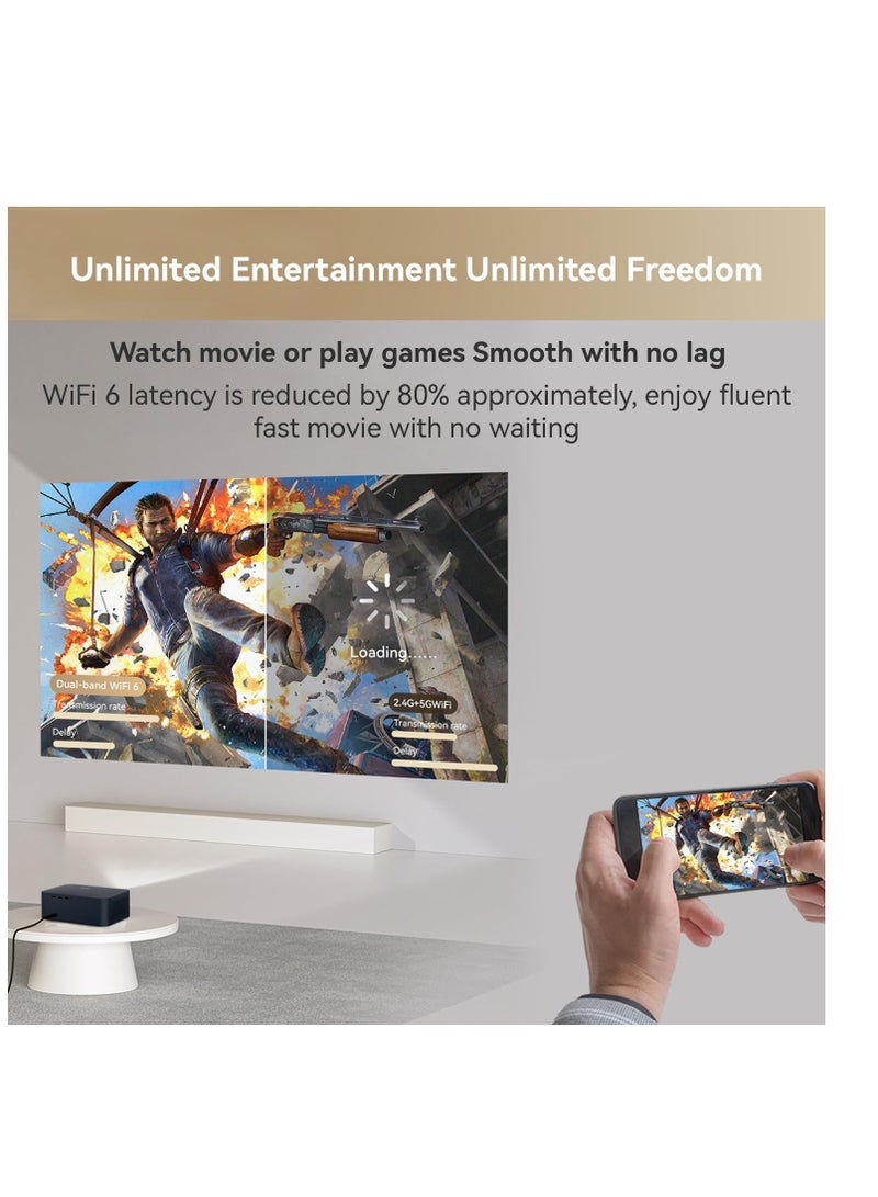 جهاز عرض ذكي X2 Max – بنظام أندرويد، سطوع 450 لومن ANSI، تركيز تلقائي، تصحيح زوايا، مكبر صوت بلوتوث، وشاشة عاكسة – أزرق - Image 4