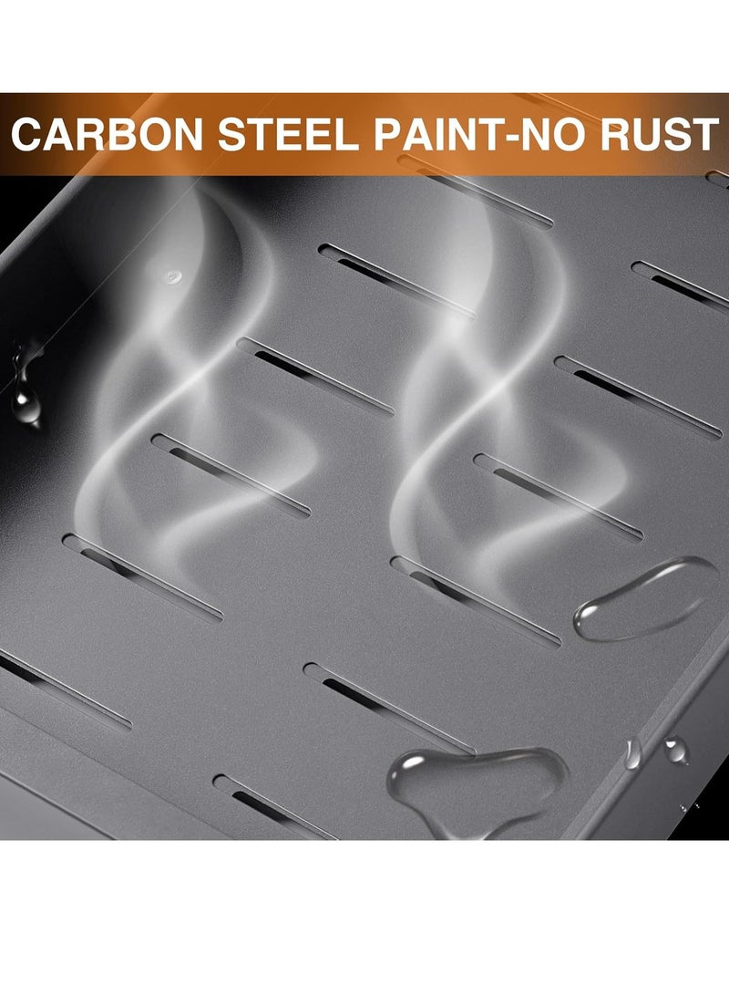 شو وو 1 قطعة منظم أدراج معدني قابل للسحب بدون حفر، رفوف تخزين درج منزلق لخزانة المطبخ، درج منزلق قابل للسحب، تخزين منزلق أسفل الحوض مع 2 منزلقين - Image 2