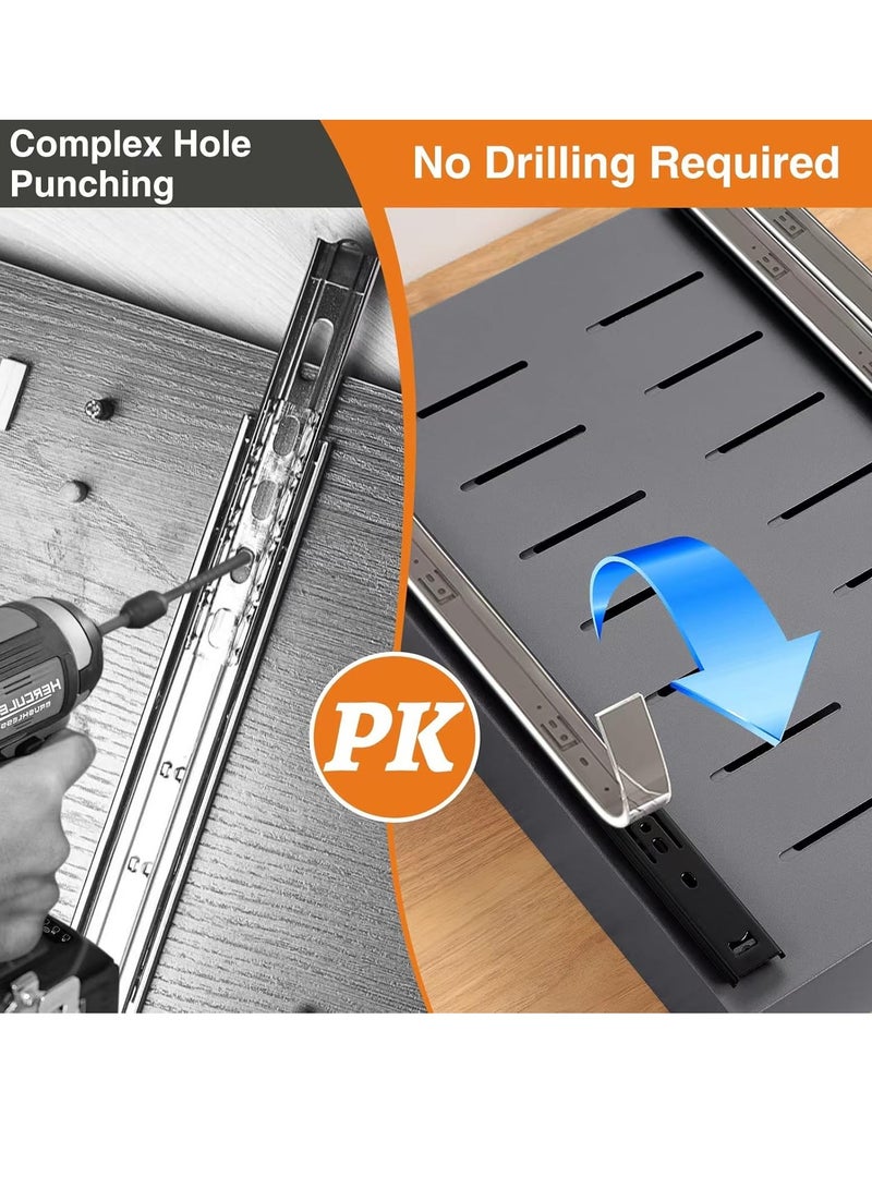 شو وو 1 قطعة منظم أدراج معدني قابل للسحب بدون حفر، رفوف تخزين درج منزلق لخزانة المطبخ، درج منزلق قابل للسحب، تخزين منزلق أسفل الحوض مع 2 منزلقين - Image 3