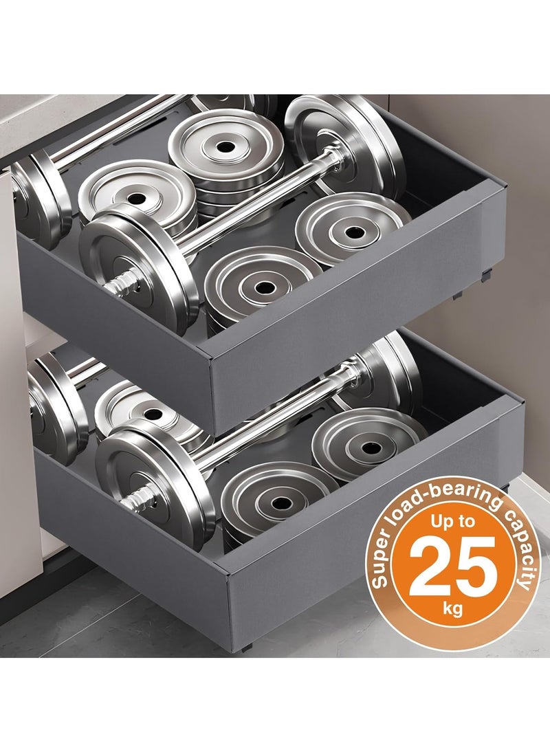 شو وو 1 قطعة منظم أدراج معدني قابل للسحب بدون حفر، رفوف تخزين درج منزلق لخزانة المطبخ، درج منزلق قابل للسحب، تخزين منزلق أسفل الحوض مع 2 منزلقين - Image 4