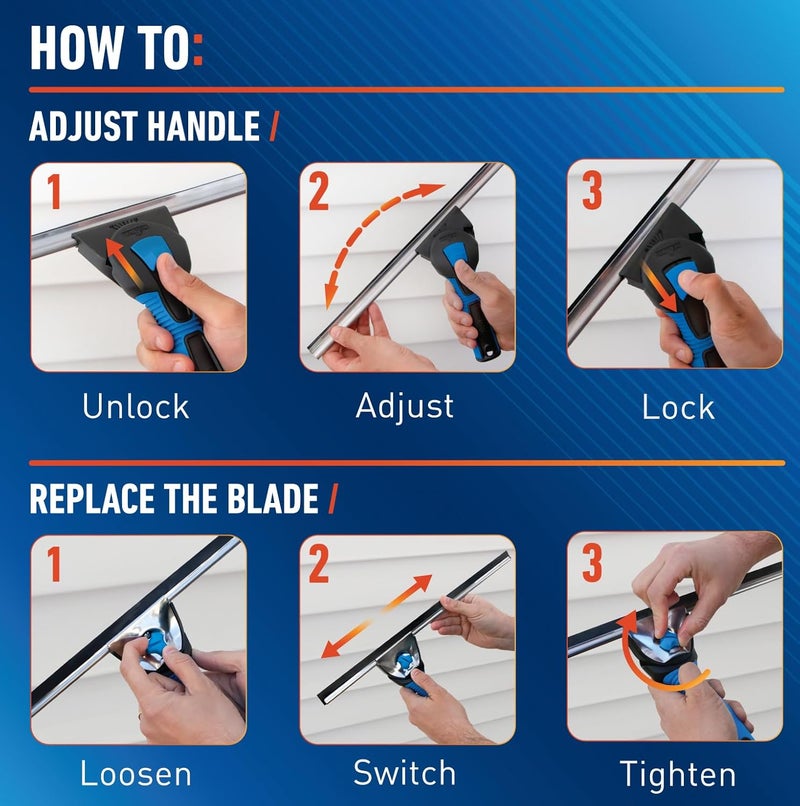 Unger Professional 985510 Swivel Squeegee, 18 in Blade, Poly Blade - Image 5