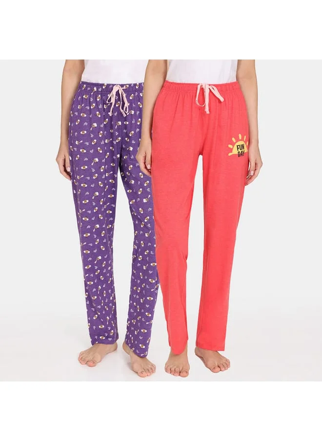 zivame Set of 2 - Zivame Printed Pyjamas with Drawstring Closure