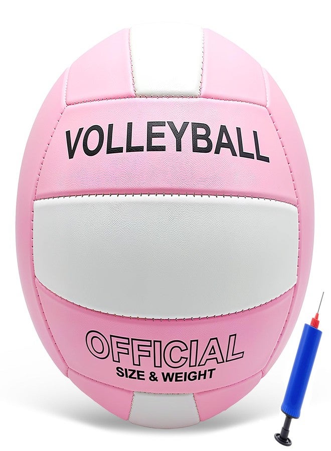 Stavanicen Volleyball Official Size 5 for Indoor Outdoor, Soft Volleyball for Girls Boys Teenager Adults Beach Pool Game Gym Training & Beginner (Pink & White) - Image 1