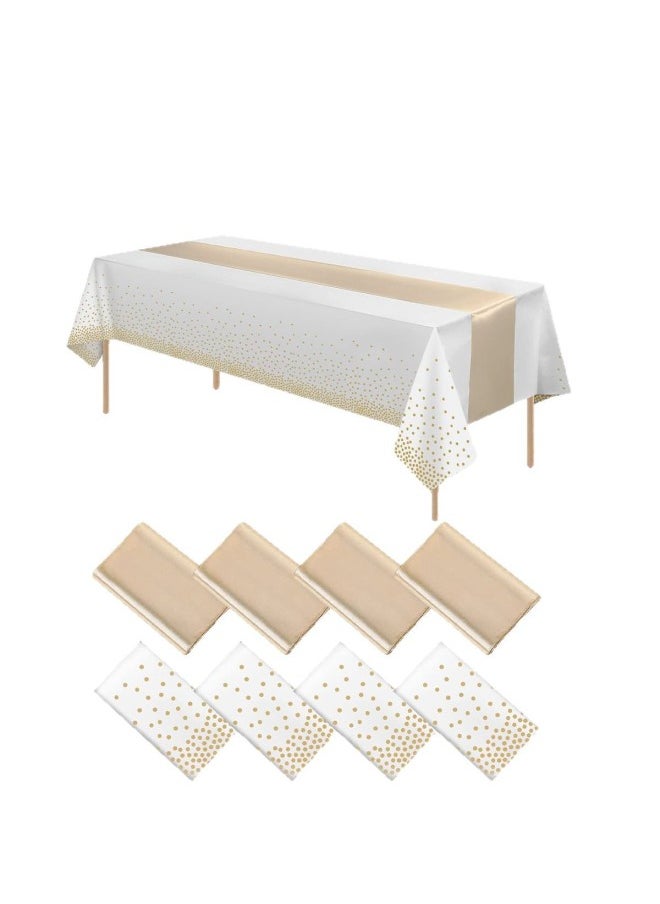 Generic - Direct Disposable Party Peva Dot Tablecloth With Polyester Table Runner Waterproof And Oil-proof-Colour:Foundation Gold Dot + Gold Table Flag-Specification:137*274 Tablecloth - Image 1