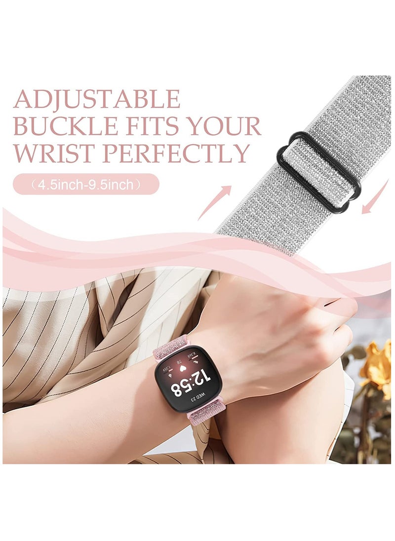 KASTWAVE - Elastic Bands Compatible with Fitbit Versa 3 / Fitbit Sense, Adjustable Nylon Replacement Straps Wristband for Fitbit Versa Smart Watch for Women Men - Image 1