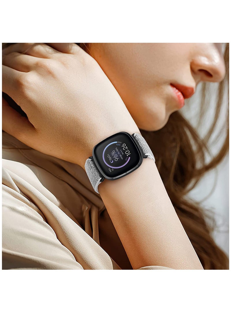 KASTWAVE - Elastic Bands Compatible with Fitbit Versa 3 / Fitbit Sense, Adjustable Nylon Replacement Straps Wristband for Fitbit Versa Smart Watch for Women Men - Image 1