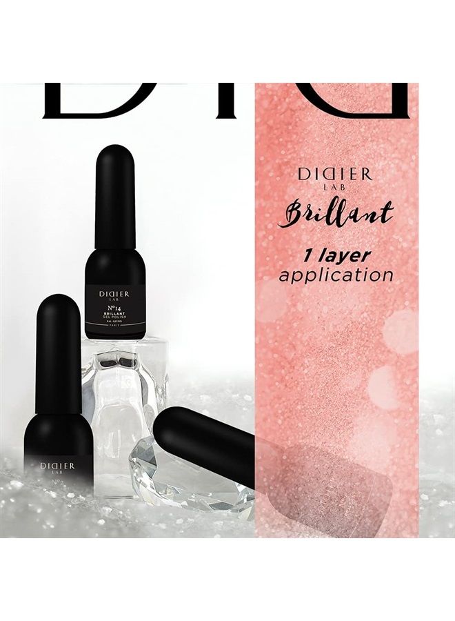 DIDIER LAB – Gel Polish Brillant No 14 – Professional Manicure Pedicure Nail Gel Polish with Sparkling Platinum Hue –Light Reflective Shimmer - Rich Pigment for Complete Nail Coverage – UV LED Lamps - Image 4