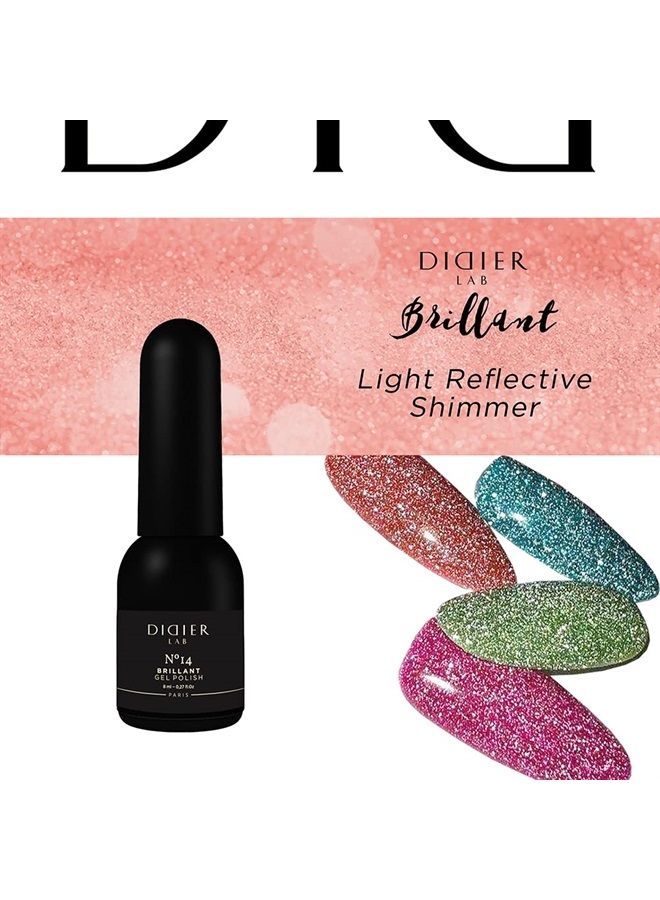 DIDIER LAB – Gel Polish Brillant No 14 – Professional Manicure Pedicure Nail Gel Polish with Sparkling Platinum Hue –Light Reflective Shimmer - Rich Pigment for Complete Nail Coverage – UV LED Lamps - Image 5