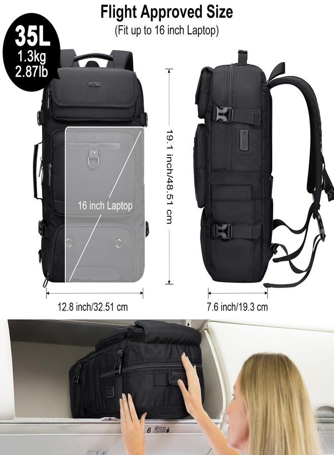 PIJUSHI Laptop Backpack for Women Men 16 inch Travel Bag Carry on Work Backpacks with Shoe Pocket USB Charging Port, Black - Image 5