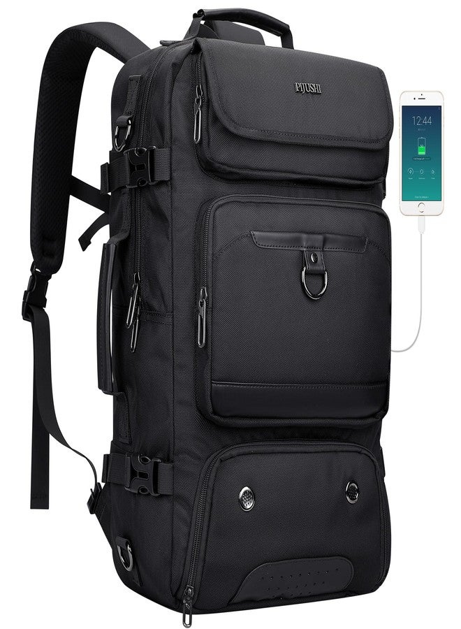 PIJUSHI Laptop Backpack for Women Men 16 inch Travel Bag Carry on Work Backpacks with Shoe Pocket USB Charging Port, Black - Image 1