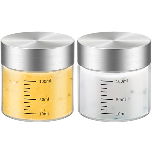 CWHHRN 4 Oz Glass Bottles, 2 Pack Glass Jar with Lid, Borosilicate Glass, Stainless Steel Lids for Juicing, Smoothies, Water Bottles, Food Storage, Shaker Bottles - Image 1