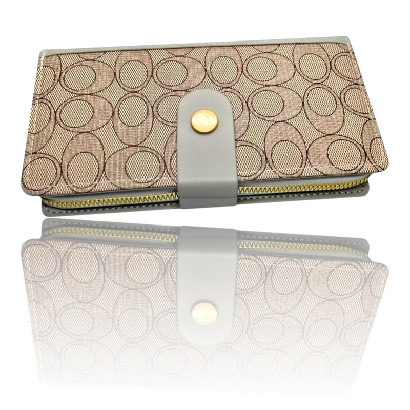 A luxurious multifunctional fold Wallet for Women 1 Zipper Large Capacity carry many cards, Hand New Korean design Phone Wallet card holder, handbag premium quality (Light Grey 20) - Image 1