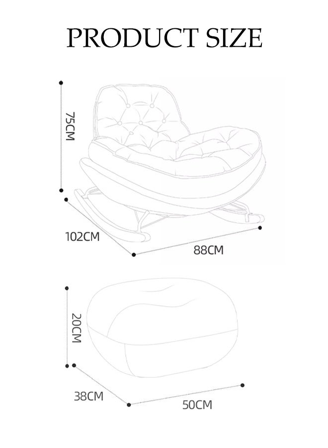 Spides Lazy Sofa Rocking Chair Modern Brown Wing Back Lounge Chair with Footstool Detachable Washable Soft Thick Density Fabric Upholstered Large Comfy Indoor Single Sofa Chair Ergonomic Modern Home Balcony Recliner for Living Room, Bedroom， Yard - Image 4