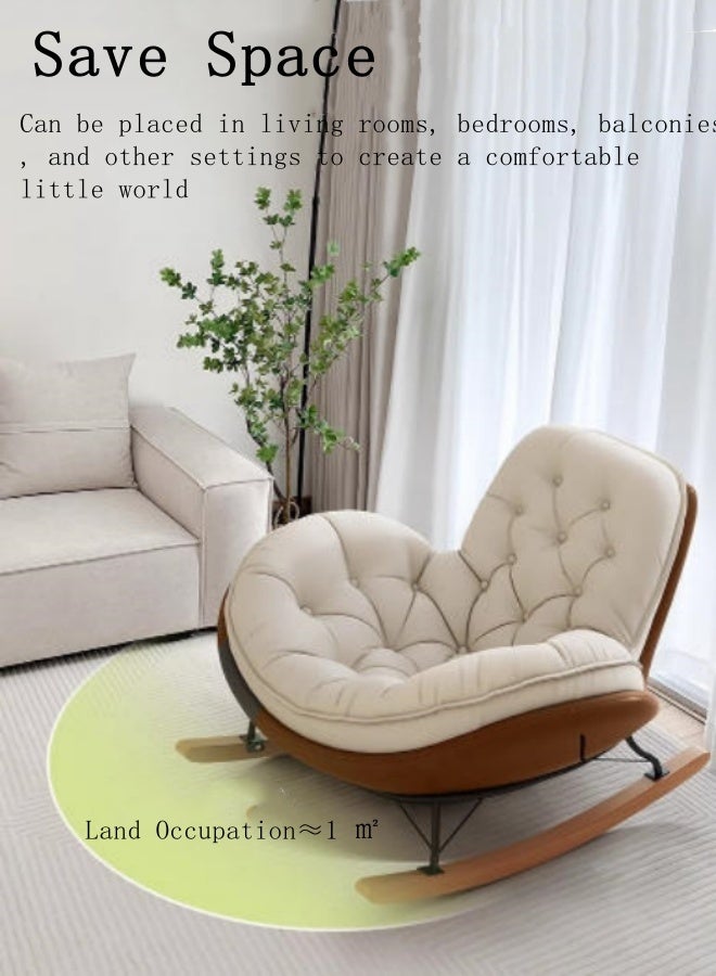 Spides Lazy Sofa Rocking Chair Modern Brown Wing Back Lounge Chair with Footstool Detachable Washable Soft Thick Density Fabric Upholstered Large Comfy Indoor Single Sofa Chair Ergonomic Modern Home Balcony Recliner for Living Room, Bedroom， Yard - Image 2