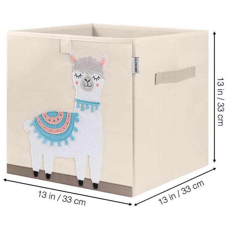 CLCROBD Foldable Animal Cube Storage Bins Fabric Toy Box/Chest/Organizer for Kids Nursery, 13 inch (Llama) - Image 2
