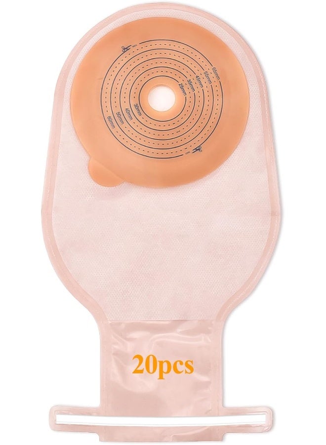 Eyourlife Eyourlife 20 PCS Colostomy Bags, Ostomy Bag Colostomy Supplies, One Piece Drainable Pouches with Clamp Closure for Ileostomy Stoma Care, Hydrocolloid & Non-Woven Border, Cut-to-Fit 15-65MM  - Image 1