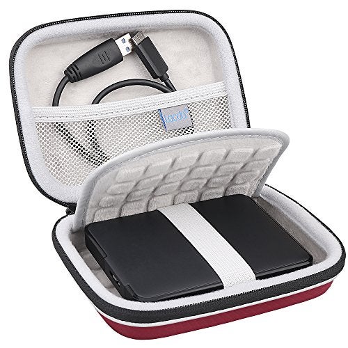 Lacdo Hard Drive Carrying Case for Western Digital WD My PassportWD ElementsMy Passport Ultra Portable External Hard Drive 1TB 2TB 3TB 4TB 5TB 6TB USB 30 25 inch HDD Travel Bag Red - Image 3