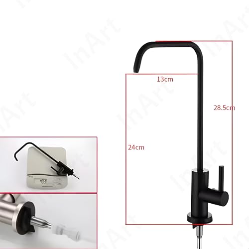 InArt Drinking Water Faucet for Kitchen Sink - Stainless Steel, Black Matt Finish, 360 Swivel, Non-Air Gap RO Faucet with 2-Year Warranty SS304, 360° Swivel Square - Image 2