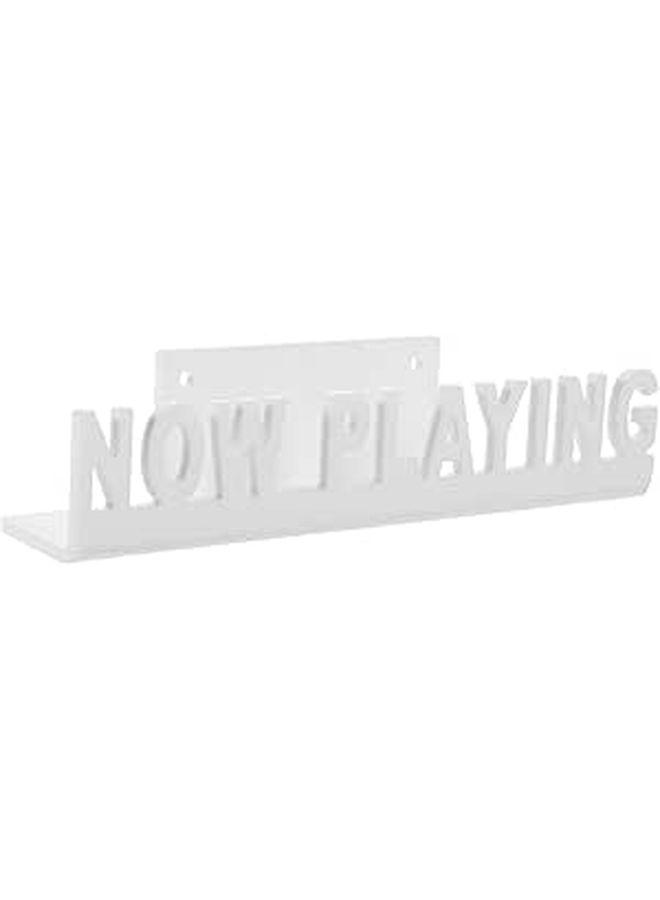 White Wall Mounted Floating Vinyl Record Holder Vertical Album Display Shelf - Image 1