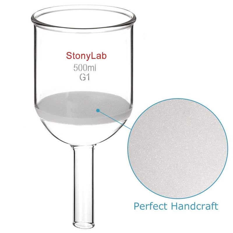 StonyLab Borosilicate Glass Buchner Filtering Funnel with Coarse Frit(G1), 94mm Inner-Diameter, 100mm Depth(500ml) - Image 4