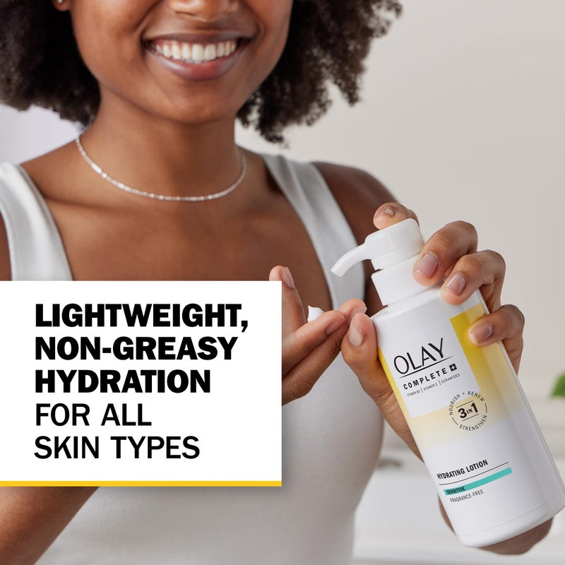 Olay Complete+ Hydrating Lotion Fragrance-Free, 10.1 FL OZ, 3-in-1 Nourishing Face Moisturizer for All Skin Types with Vitamin B3, Vitamin E, and Ceramides - Image 2
