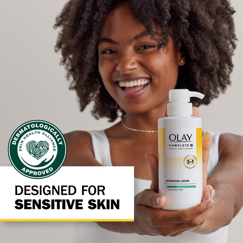 Olay Complete+ Hydrating Lotion Fragrance-Free, 10.1 FL OZ, 3-in-1 Nourishing Face Moisturizer for All Skin Types with Vitamin B3, Vitamin E, and Ceramides - Image 5