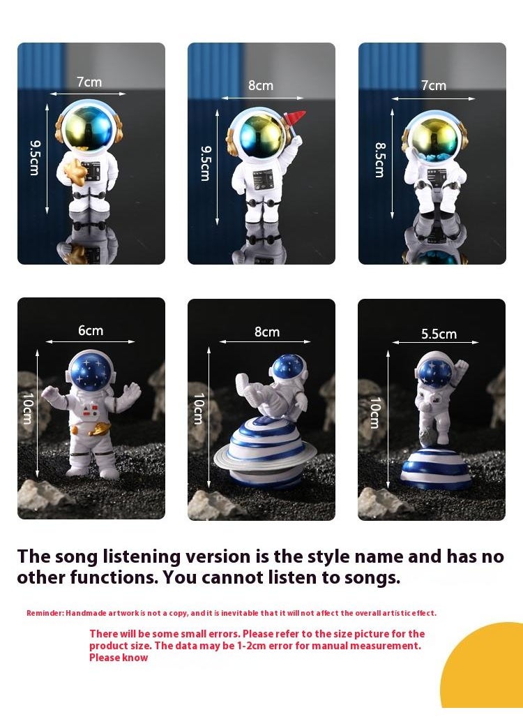 Bluejw 6-Piece Astronaut Figurine Statue Set Astronaut Figure Sculpture For Desktop And Tabletop Decor Resin Spaceman Planet Desk Ornament For Outer Space Themed Bedroom Decor Cake Toppers Decoration Model Set  - Image 5