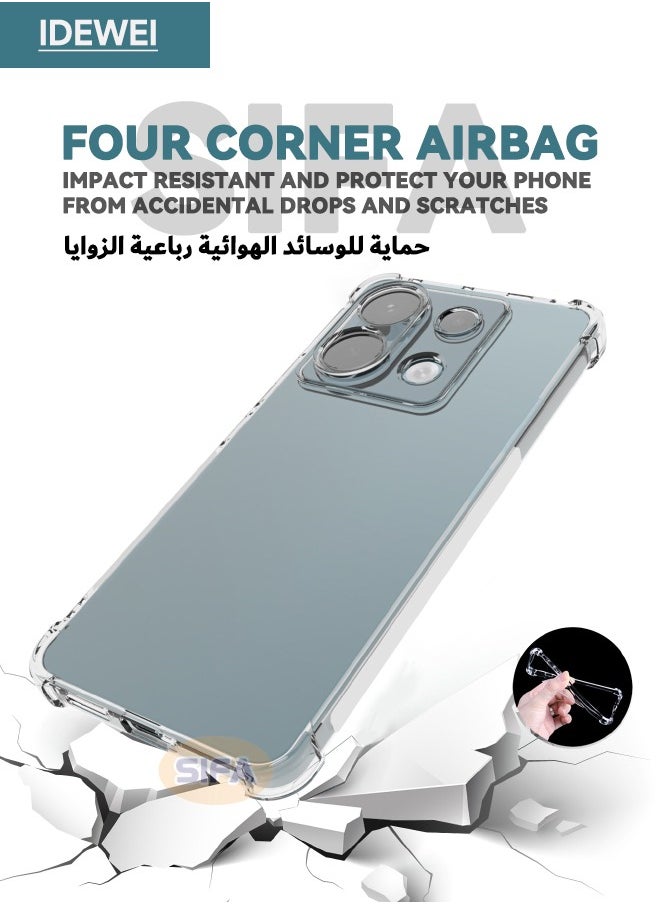 IDEWEI Case for Redmi Note 13 Pro 5G / Xiaomi POCO X6 5G, Case Cover with Four Corner Anti-Fall Airbags, Slim Flexible TPU Rubber Soft Silicone Back Cover for Redmi Note 13 Pro 5G / Xiaomi POCO X6 5G, Clear  - Image 2
