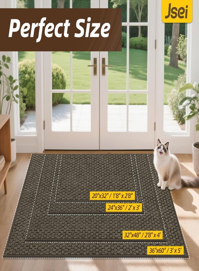 JSEI Dirt Trapper Door Mat 32"x48", Non-Slip Entryway Rugs Doormat Indoor, Washable Absorbent and Stain Resist Welcome Floor Mat for Front Door, Dog Door Mat, Dirty Wet Shoes & Paws, Greyish Brown - Image 2