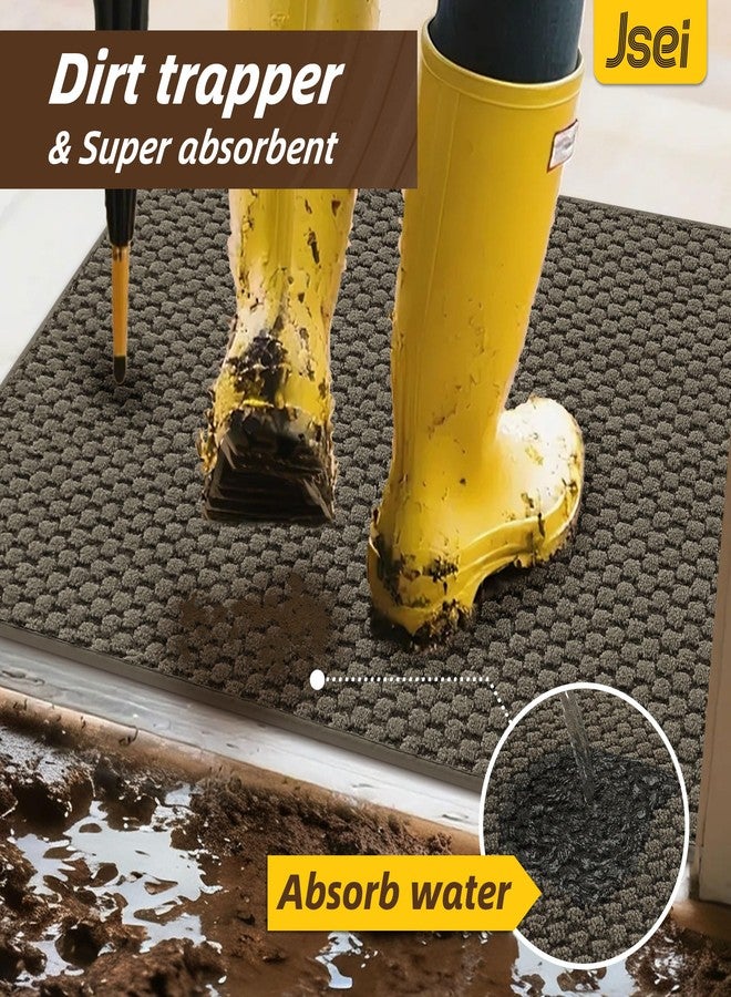 JSEI Dirt Trapper Door Mat 32"x48", Non-Slip Entryway Rugs Doormat Indoor, Washable Absorbent and Stain Resist Welcome Floor Mat for Front Door, Dog Door Mat, Dirty Wet Shoes & Paws, Greyish Brown - Image 3