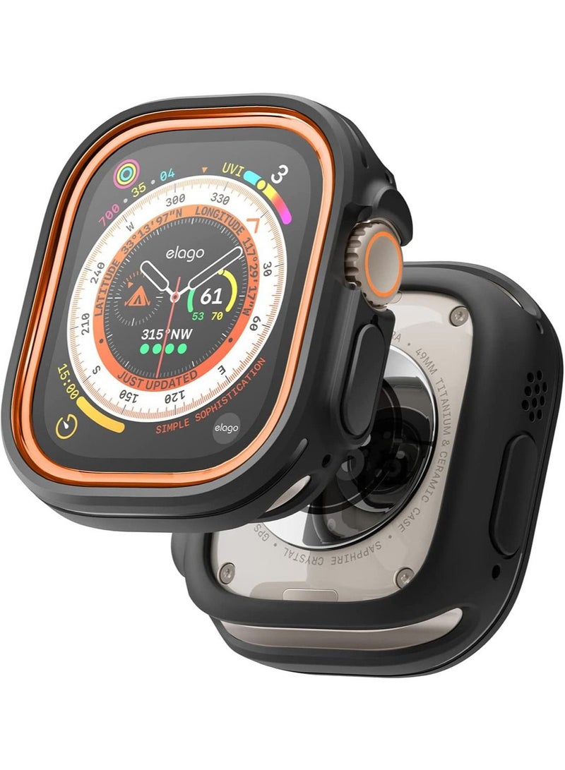 Elago Duo for Apple Watch Ultra 49mm Case Cover - Black/ Orange - Image 1