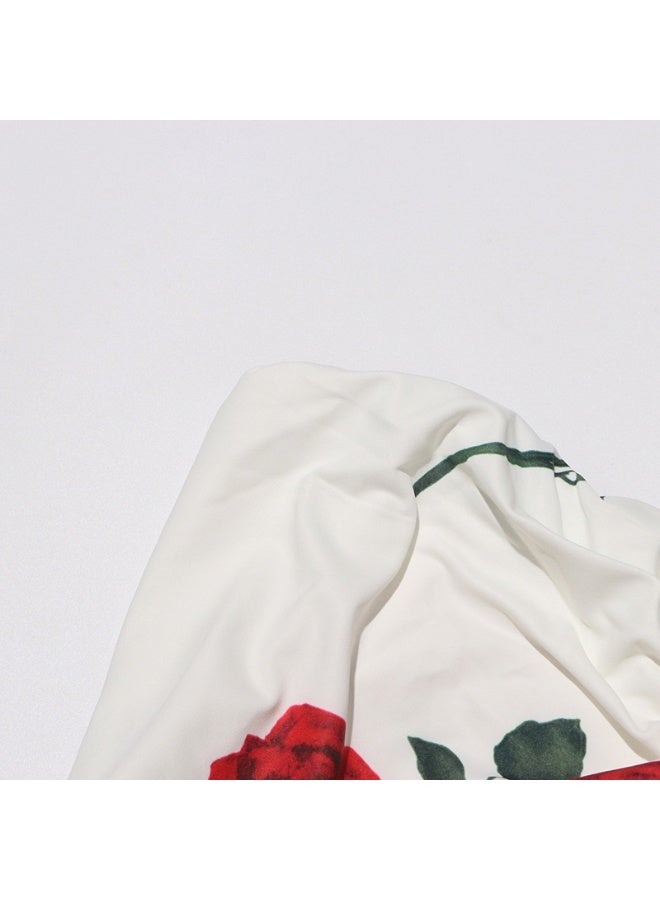 Madam Uniq White Strapless Mini Dress with Red Floral Print - Image 5