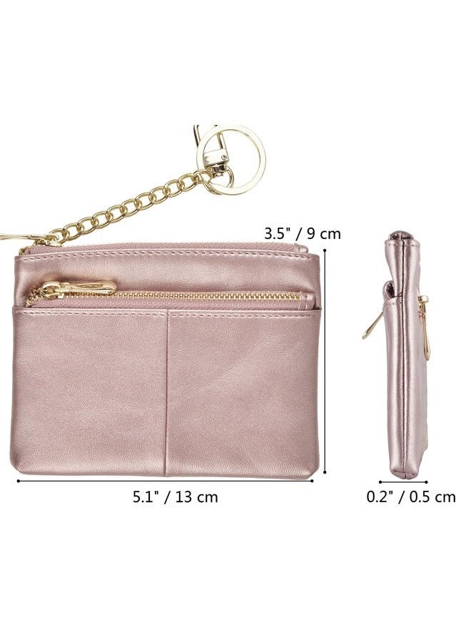 Beurlike Womens RFID Coin Purse Change Wallet Small Leather Card Holder Keychain, Rose Gold, Small, Fashion - Image 5