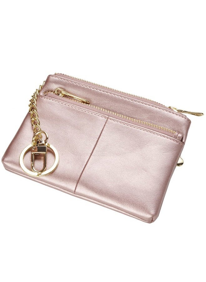 Beurlike Womens RFID Coin Purse Change Wallet Small Leather Card Holder Keychain, Rose Gold, Small, Fashion - Image 2