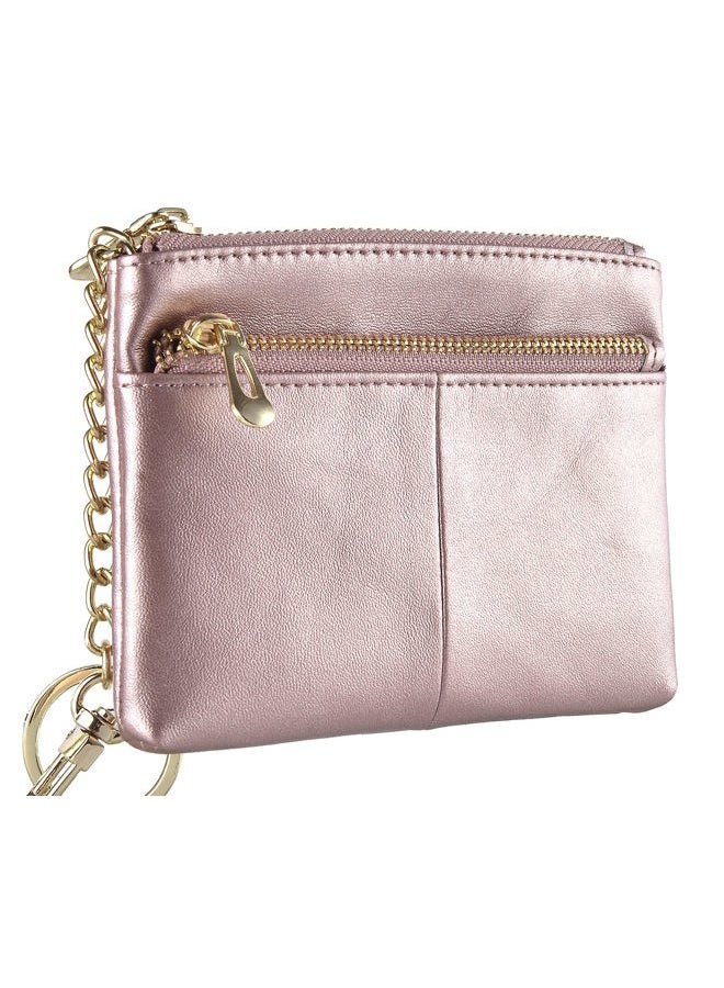 Beurlike Womens RFID Coin Purse Change Wallet Small Leather Card Holder Keychain, Rose Gold, Small, Fashion - Image 1